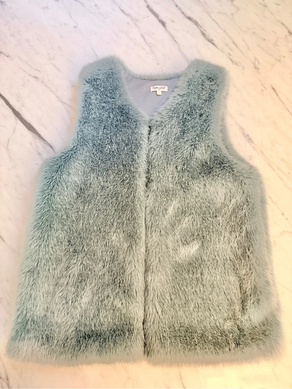 Splendid Girls Light Blue Faux Fur Vest Size 14